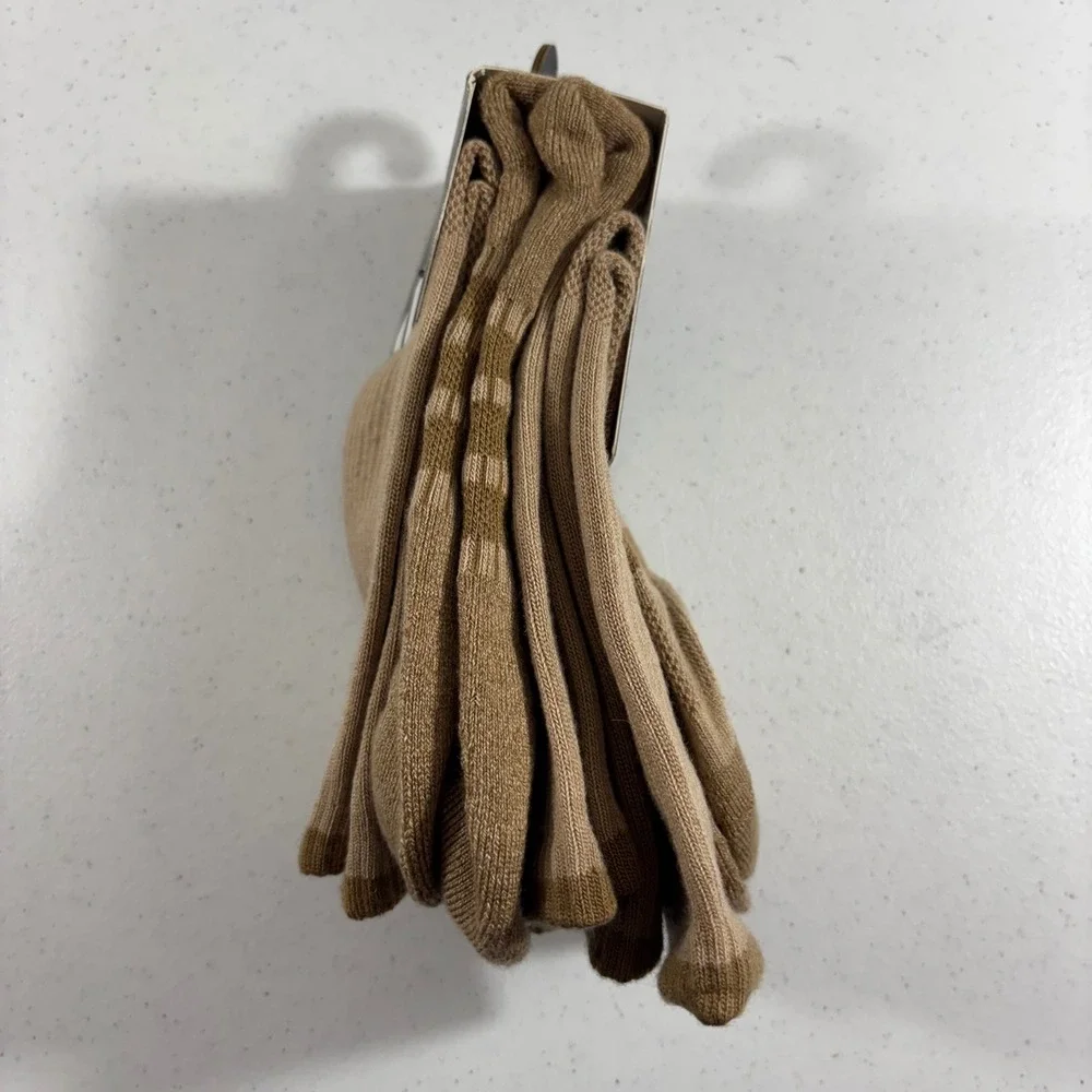 Adidas Mens Crew Socks 3 Pair ClimaCool Beige Sandstone 5160382A Size 6-12